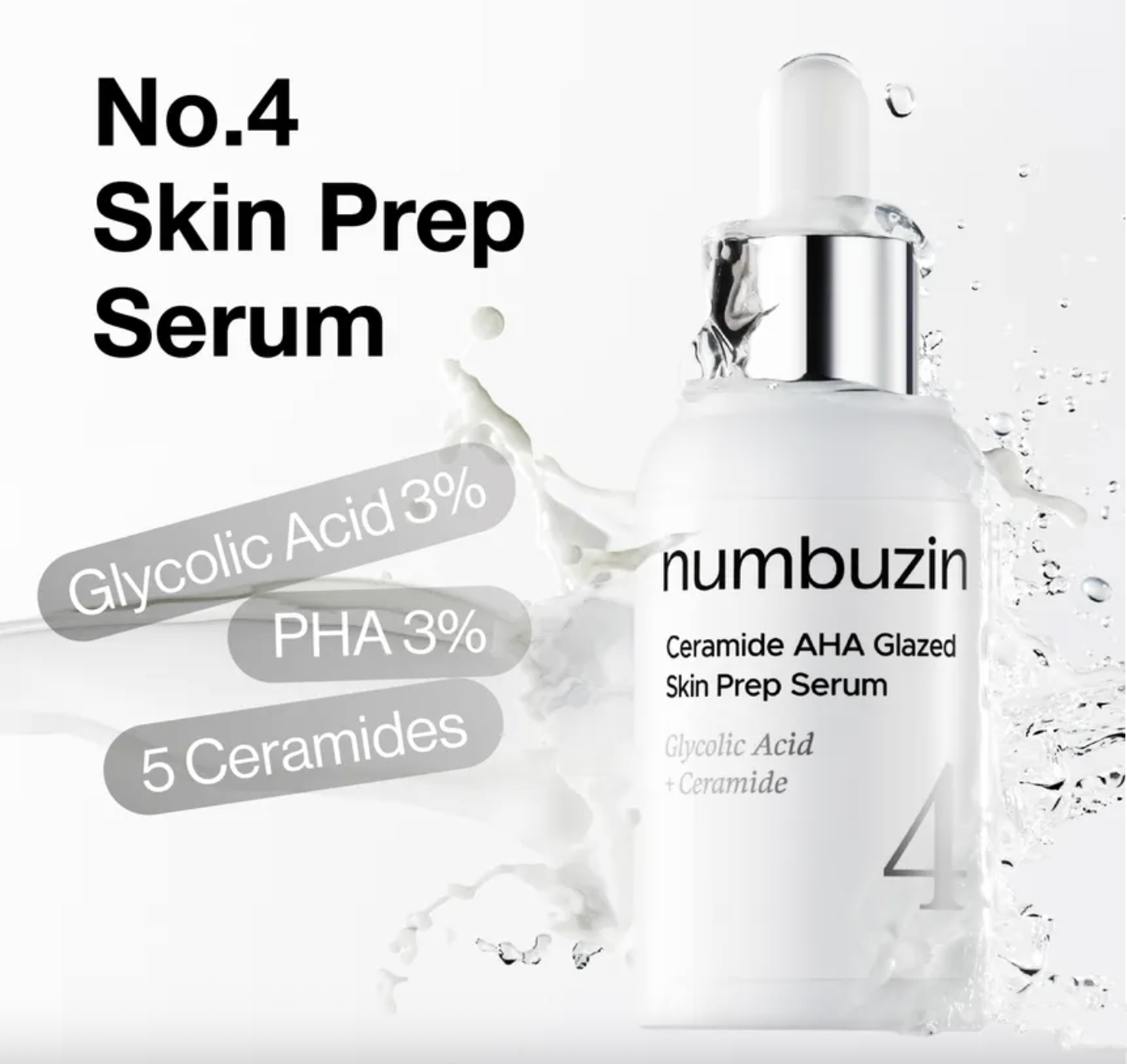 No.4 Ceramide AHA Glazed Skin Prep Serum 30ml